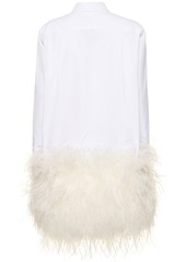 Valentino Feathered Cotton Poplin Mini Shirt Dress