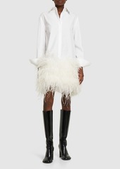 Valentino Feathered Cotton Poplin Mini Shirt Dress