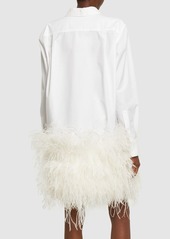 Valentino Feathered Cotton Poplin Mini Shirt Dress