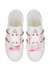 Valentino Flatform Rockstud Untitled Calfskin Sneakers with Multicolored Studs