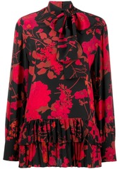 Valentino floral print pleated blouse