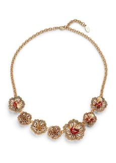 Valentino Glass & Enamel Floral Statement Necklace
