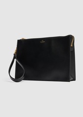 Valentino Handle Smooth Leather Pouch