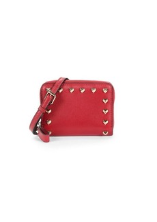 Valentino Heart Rockstud Leather Lanyard Wallet
