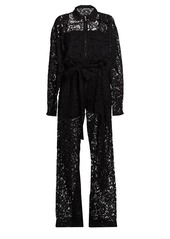 Valentino Heavy Lace Belted Jumpsuit