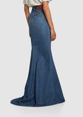 Valentino High Waist Denim Long Skirt