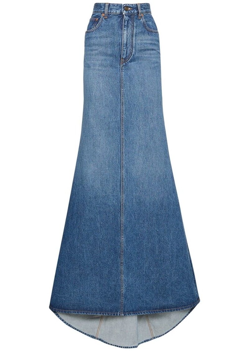 Valentino High Waist Denim Long Skirt