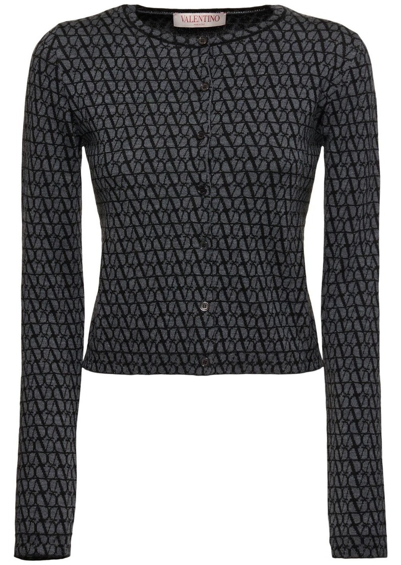 Valentino Iconographe Wool Jacquard Cardigan