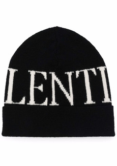 Valentino intarsia-logo knitted beanie