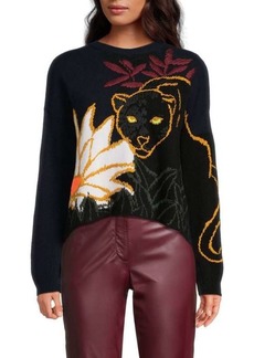 Valentino Jaguar Embroidered Wool Blend Sweater