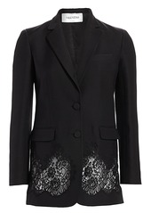 Valentino Lace Inset Wool & Silk Blazer