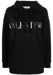 Valentino lace-panel logo hoodie