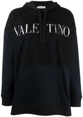 Valentino lace-panel logo-print hoodie