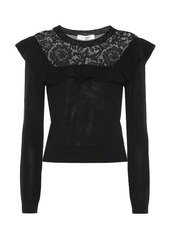 Valentino lace-trimmed cotton sweater