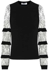 Valentino lace-trimmed crêpe sweater