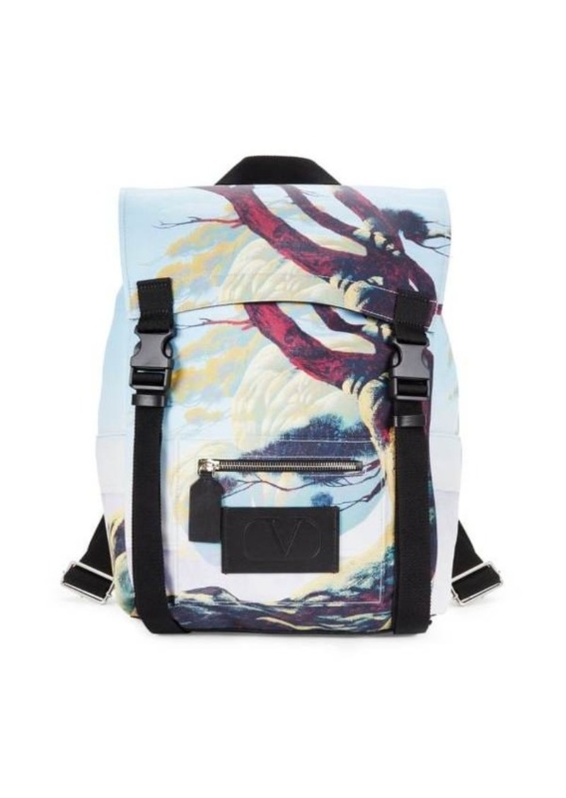 Valentino Landscape Pattern Flap Backpack
