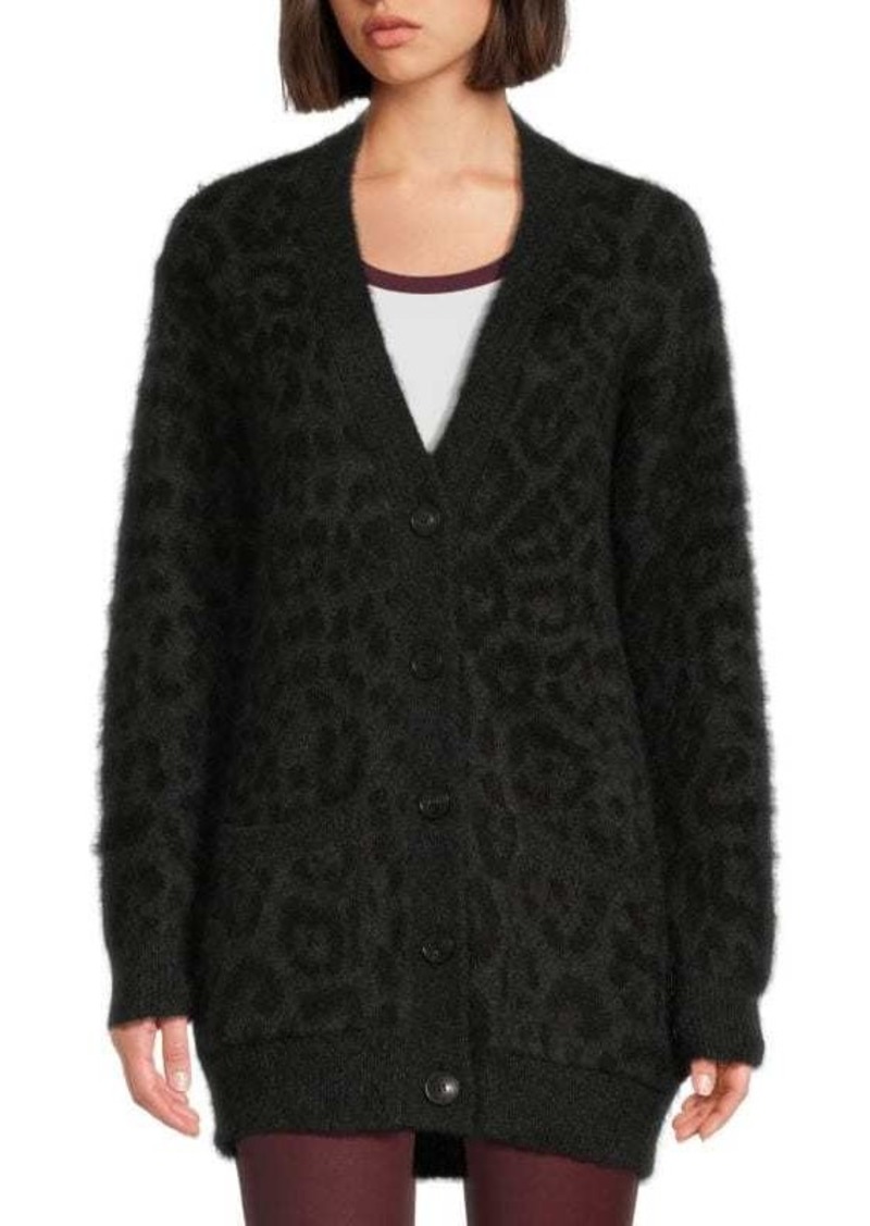 Valentino Leopard-Effect Mohair Blend Cardigan