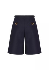 Valentino Light Double Splittable Gabardine Bermuda Shorts