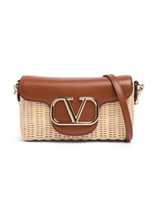 Valentino Locò Straw & Leather Shoulder Bag