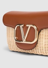 Valentino Locò Straw & Leather Shoulder Bag