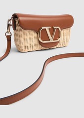 Valentino Locò Straw & Leather Shoulder Bag