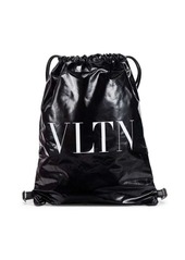 Valentino Logo Faux Leather String Backpack
