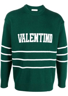 Valentino logo-intarsia crew-neck jumper