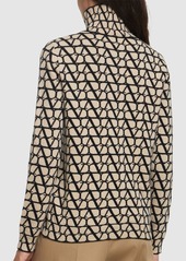 Valentino Logo Jacquard Wool Turtleneck Sweater