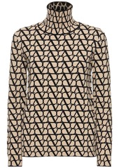 Valentino Logo Jacquard Wool Turtleneck Sweater