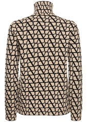 Valentino Logo Jacquard Wool Turtleneck Sweater