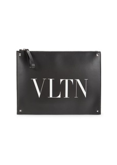 Valentino Logo Leather Clutch
