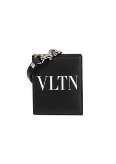 Valentino Logo Leather Lanyard Bifold Snap Wallet