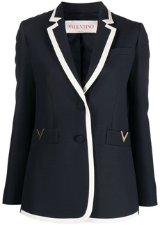 Valentino logo-plaque wool-silk blend blazer