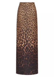 Valentino Long Skirt In Crepe Couture Animalier Degradé
