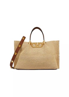 Valentino Medium Straw Summer Tote Bag