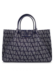 Valentino Medium V Logo Signature Denim Tote Bag
