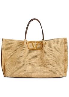 Valentino Medium Vlogo Viscose & Leather Tote Bag