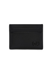 Valentino Metal Logo & Leather Card Holder