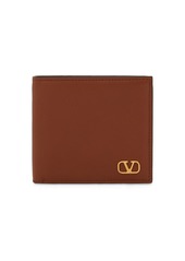Valentino Metal Logo Leather Billfold Wallet
