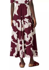 Valentino Metamorphos Gryphon Allover Crepe De Chine Midi Skirt