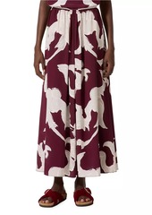 Valentino Metamorphos Gryphon Allover Crepe De Chine Midi Skirt