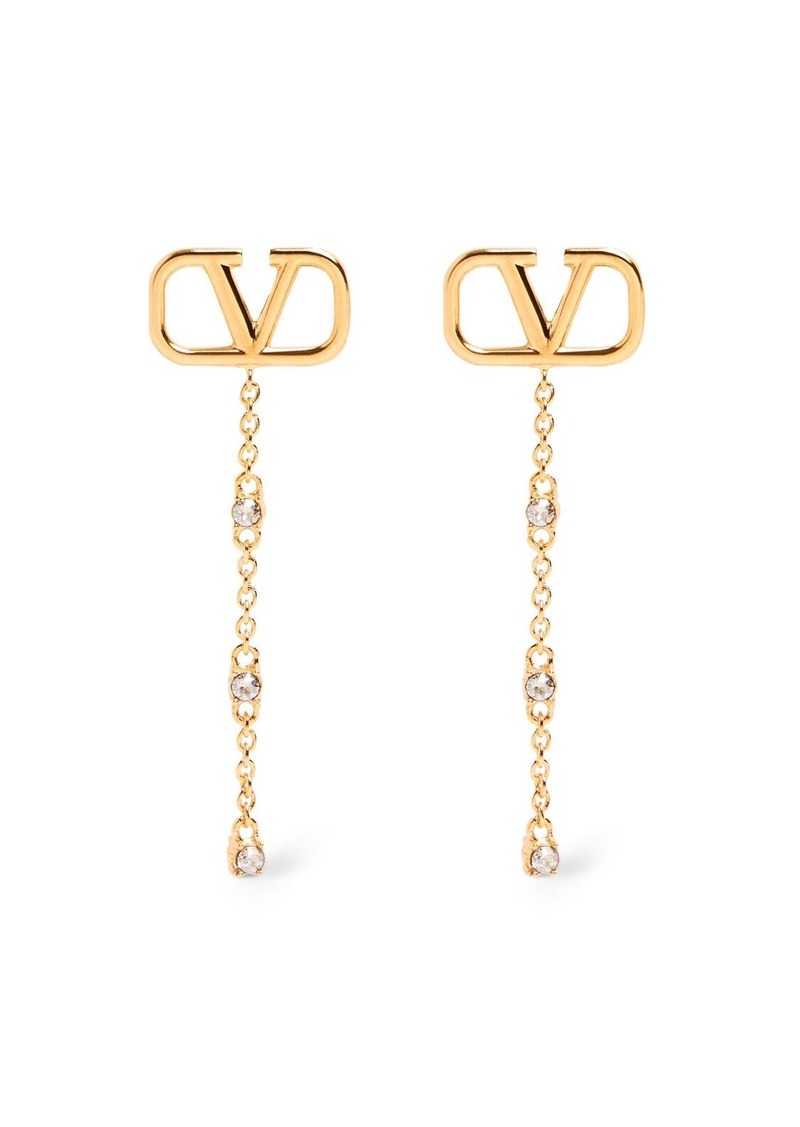 Valentino Mini V Logo Signature Crystal Earrings