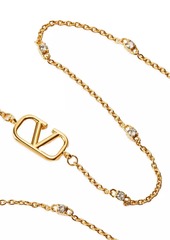 Valentino Mini VLogo Signature Necklace In Metal And Swarovski® Crystals