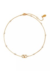 Valentino Mini VLogo Signature Necklace In Metal And Swarovski® Crystals