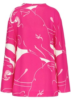 Valentino Cady Panther silk blouse