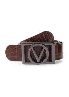 Valentino Pierre 1.5" Croc Embossed Leather Belt