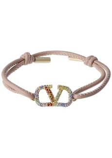 Valentino Rainbow V Logo Leather Sliding Bracelet