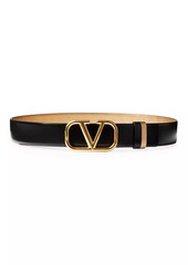 Valentino Reversible Vlogo Signature Belt In Glossy And Metallic Calfskin 30 MM