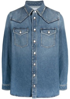 Valentino Rockstud layer-design denim shirt