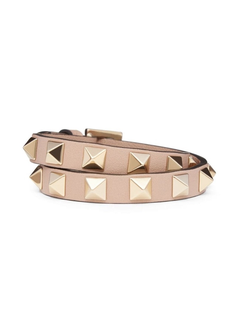 Valentino Rockstud double-strap leather bracelet